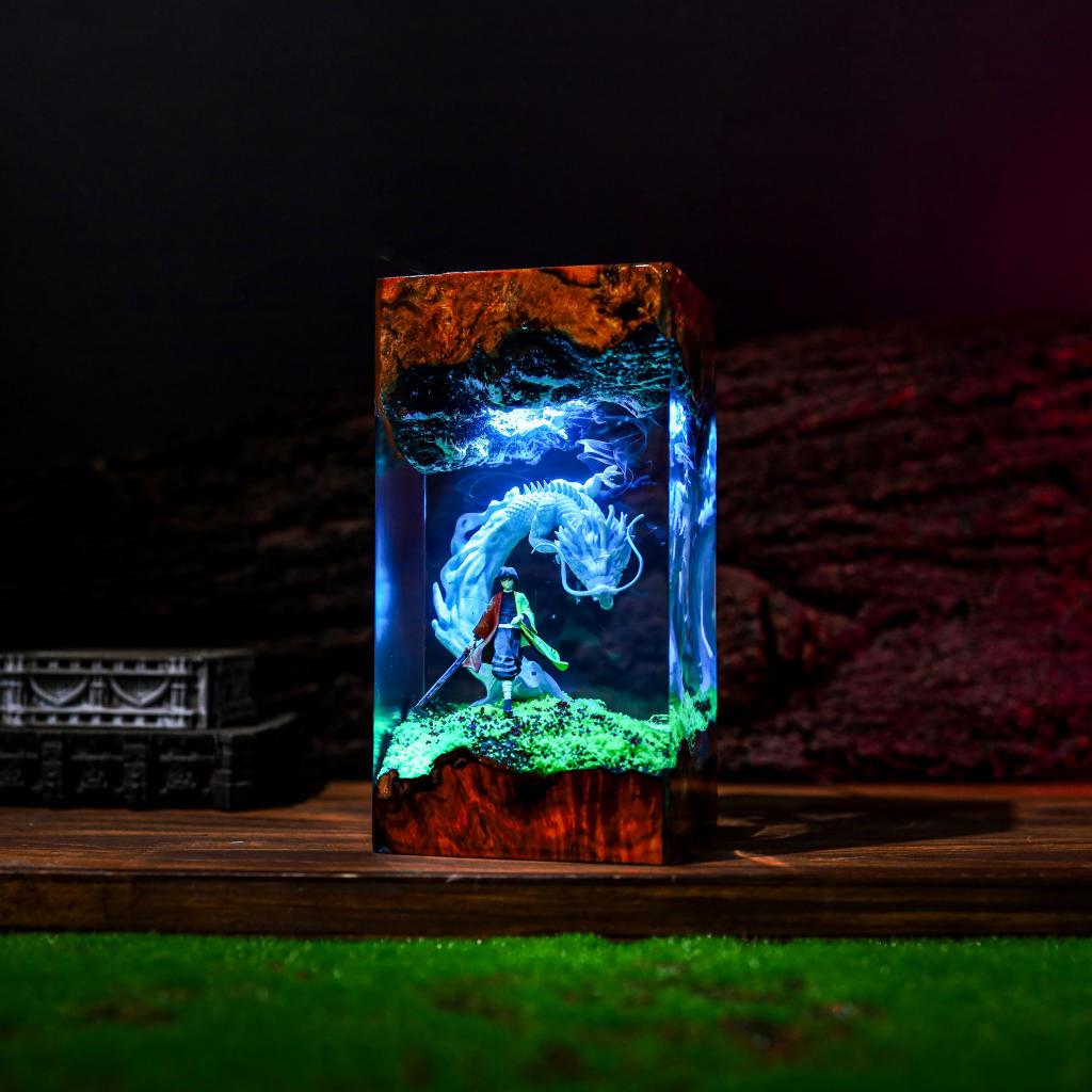 Water Dragon Swordsman Resin Lamp - Image 14