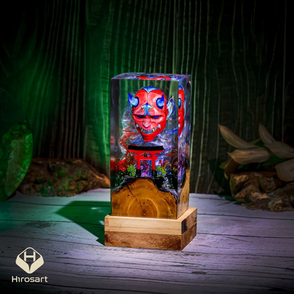Japanese Demon Mask Resin Lamp Ver 3 - Image 7