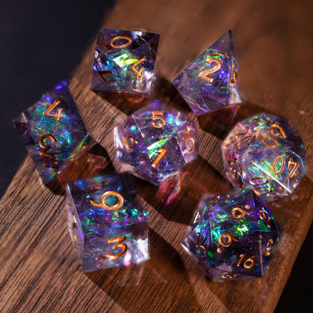 Purple Glitter Galaxy Resin DnD Dice - Image 6
