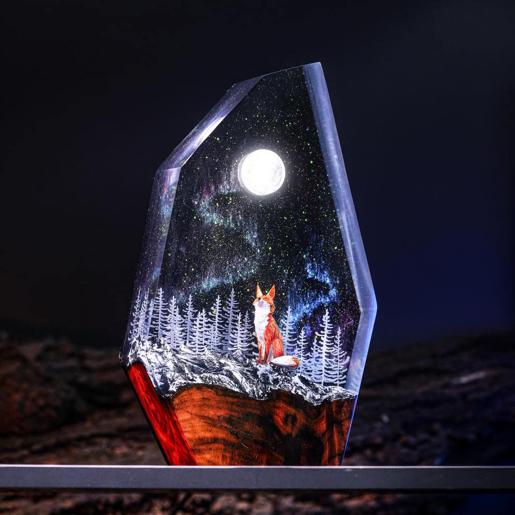 Aurora Borealis Lamp Fox Epoxy Night Light - Image 5