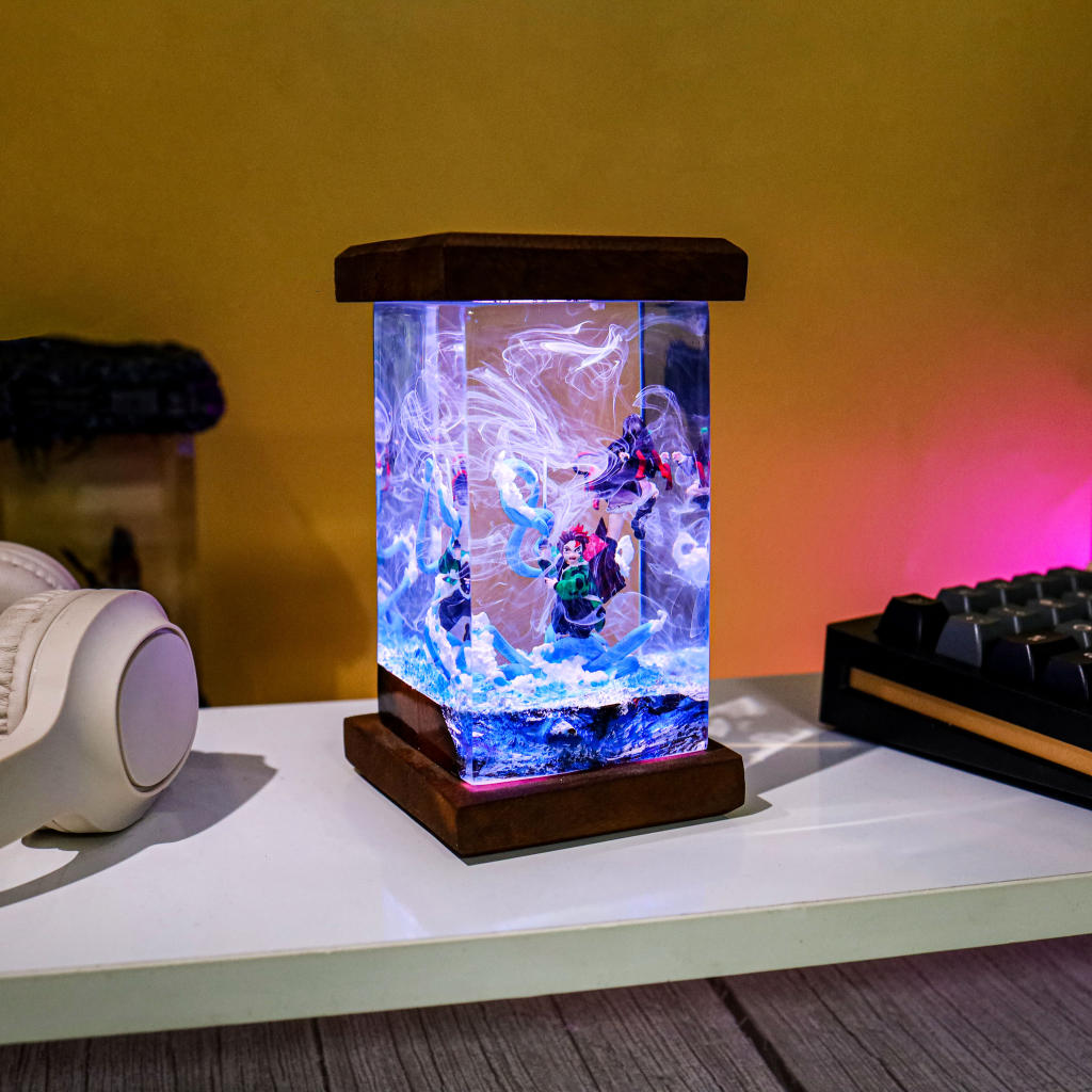 Flame &amp; Water Siblings Resin Lamp - Image 3
