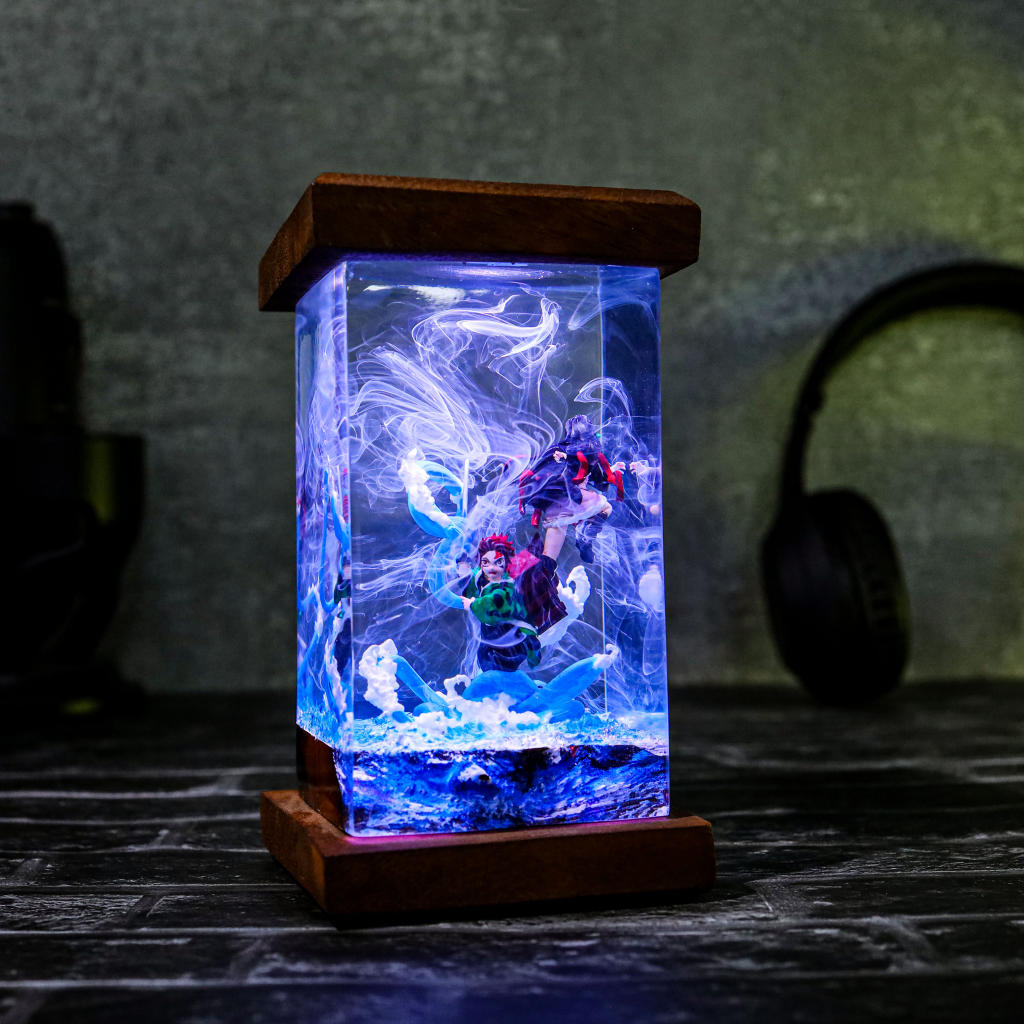Flame &amp; Water Siblings Resin Lamp - Image 4