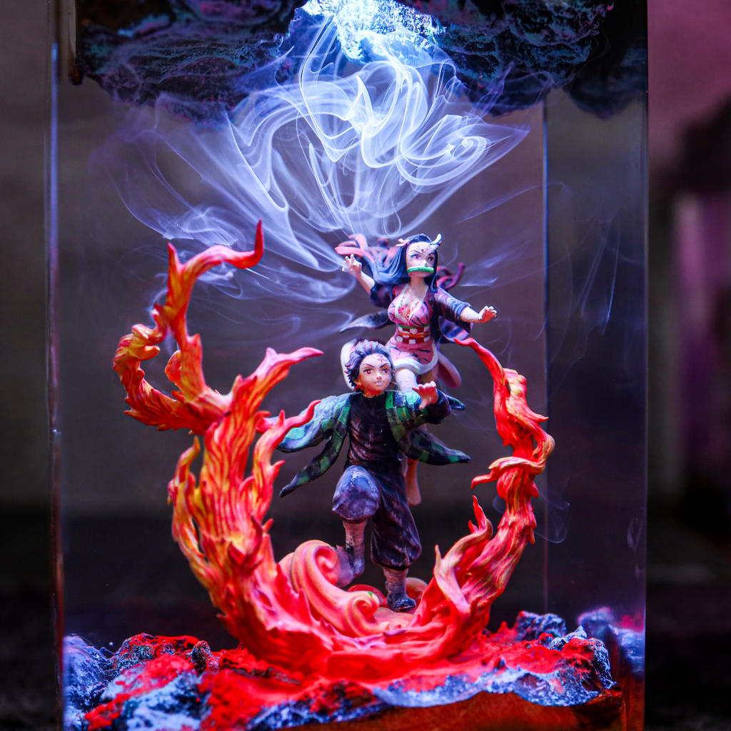 Flame &amp; Water Siblings Resin Lamp Ver 2 - Image 8