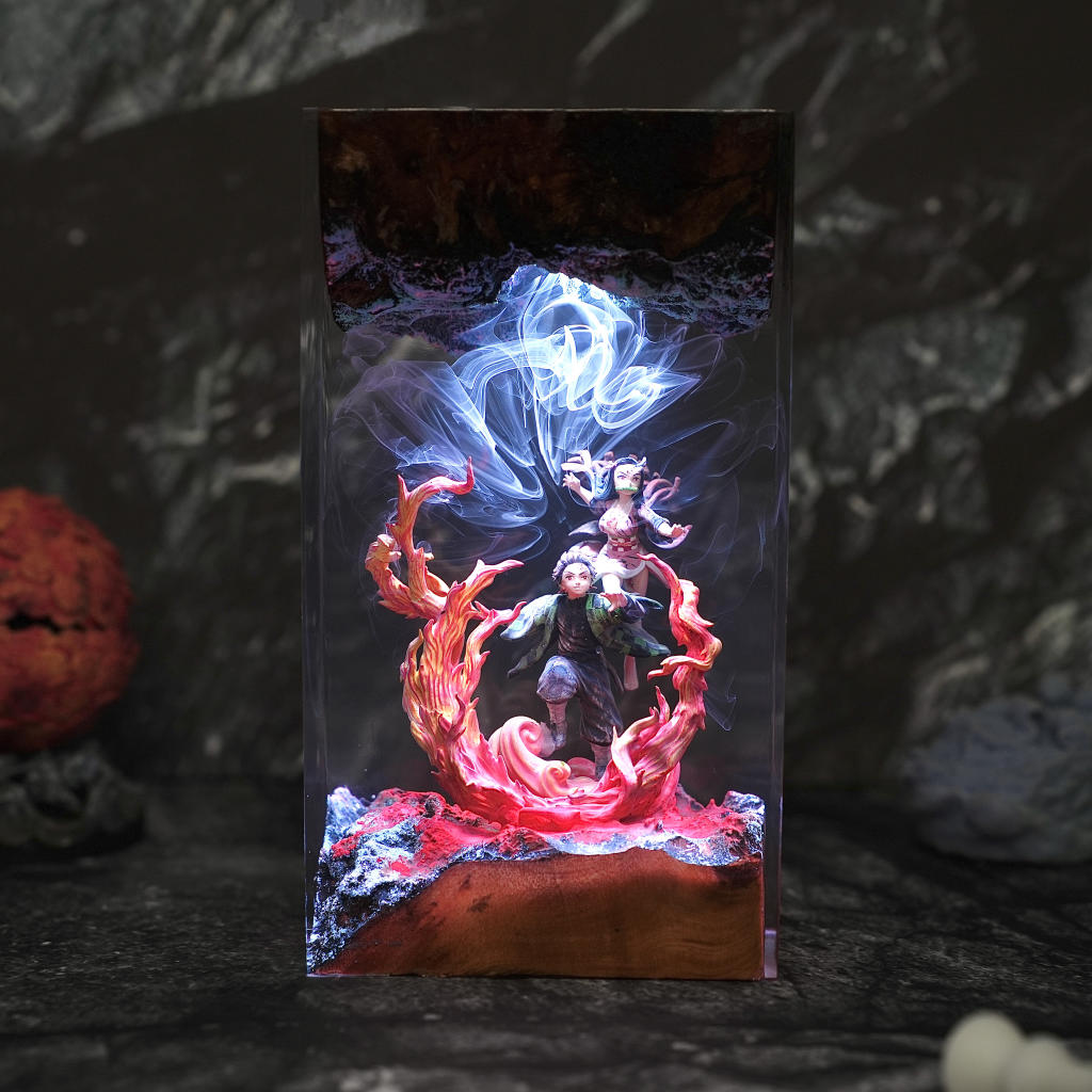 Flame &amp; Water Siblings Resin Lamp Ver 2 - Image 2