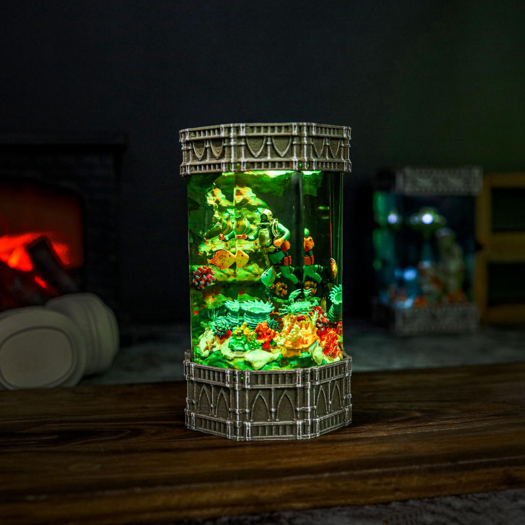 Diver in Coral Reef Night Light - Image 3