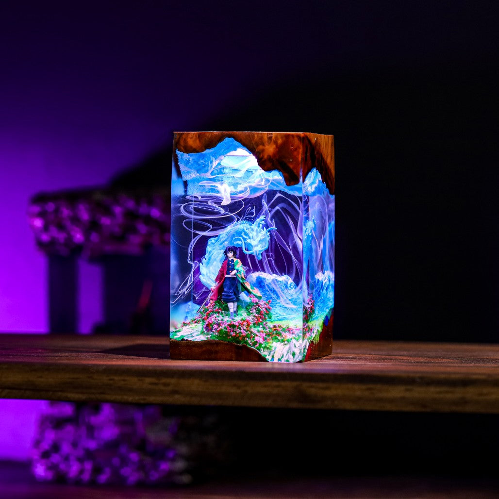 Water Dragon Swordsman Resin Lamp - Image 2