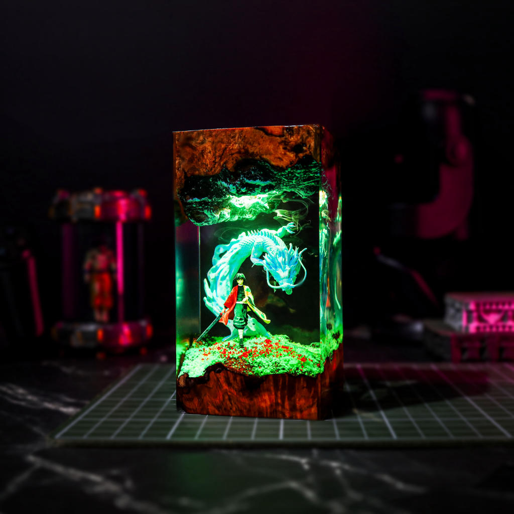 Water Dragon Swordsman Resin Lamp - Image 7