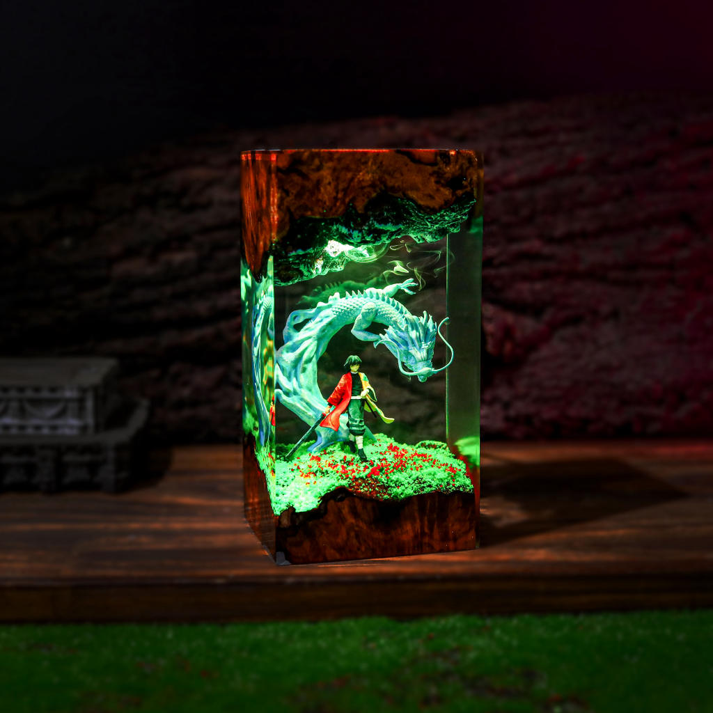 Water Dragon Swordsman Resin Lamp - Image 8