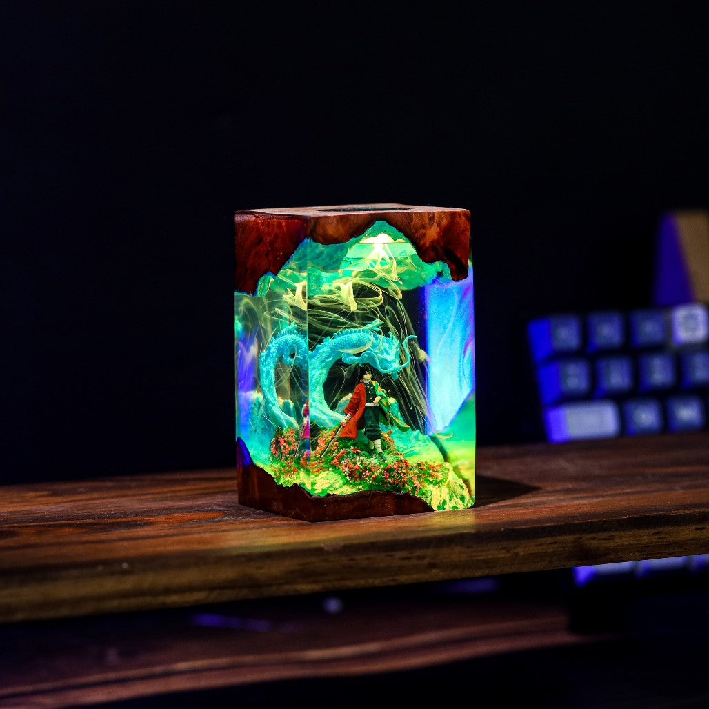 Water Dragon Swordsman Resin Lamp - Image 4
