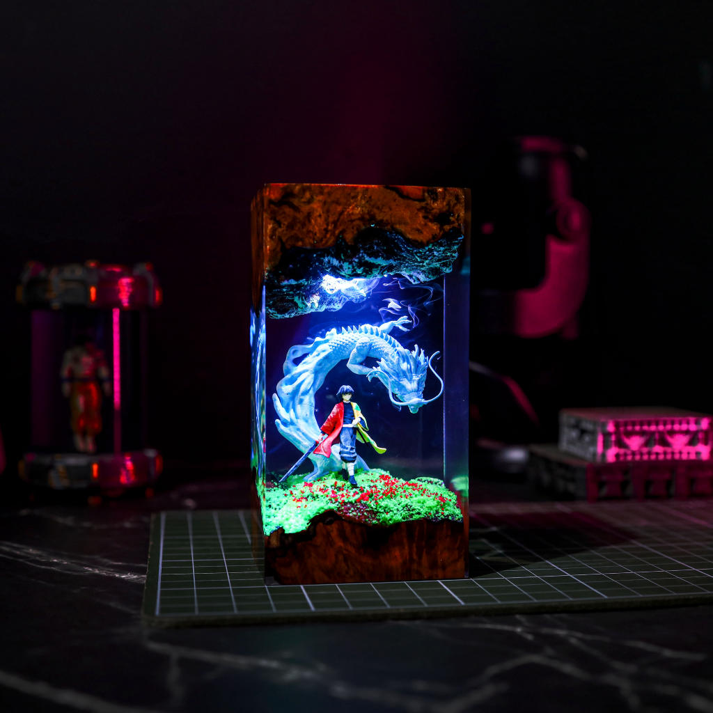 Water Dragon Swordsman Resin Lamp - Image 9
