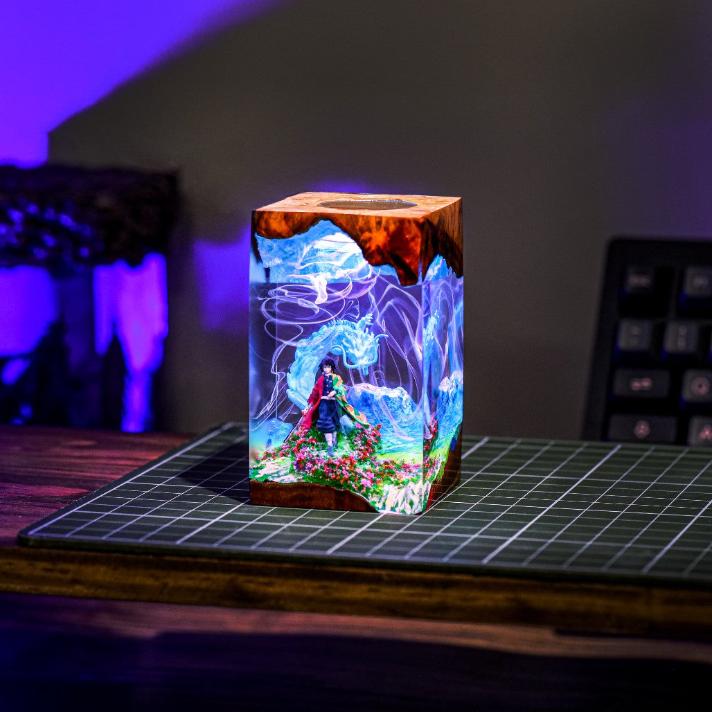 Water Dragon Swordsman Resin Lamp - Image 5