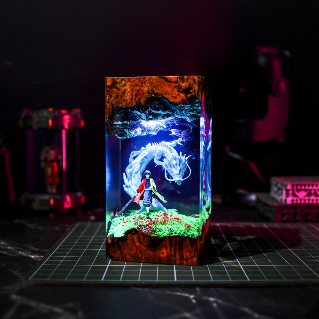 Water Dragon Swordsman Resin Lamp - Image 10