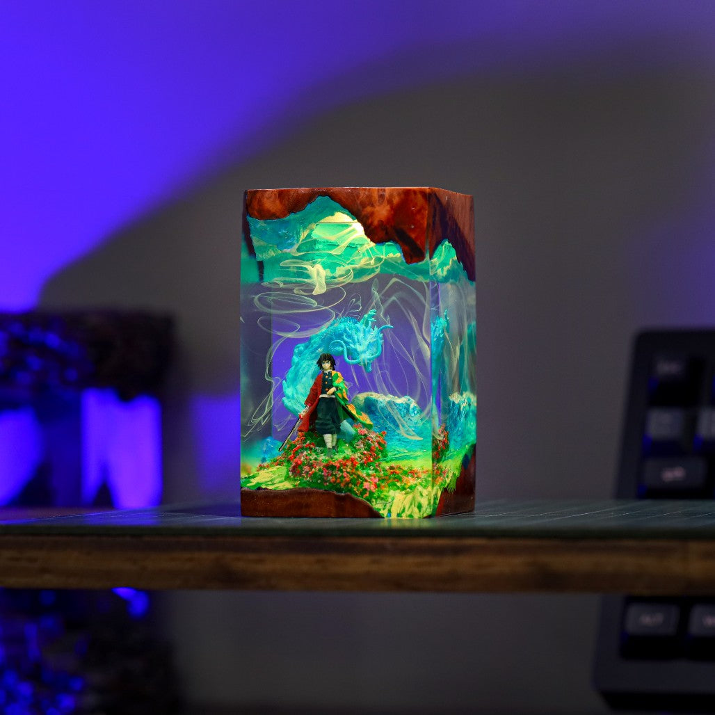 Water Dragon Swordsman Resin Lamp - Image 6
