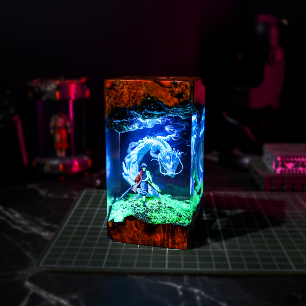Water Dragon Swordsman Resin Lamp - Image 11
