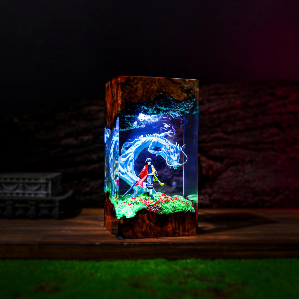 Water Dragon Swordsman Resin Lamp - Image 12