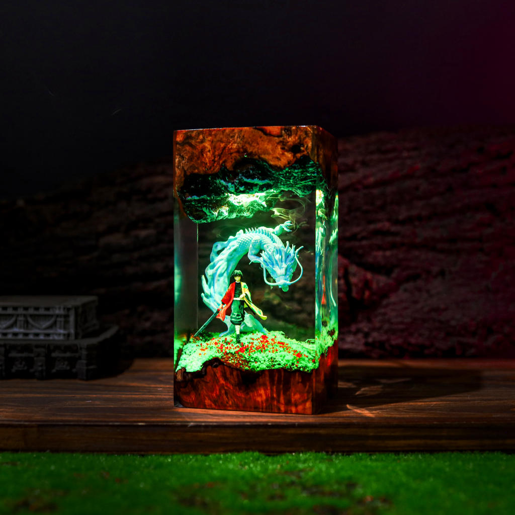 Water Dragon Swordsman Resin Lamp - Image 13