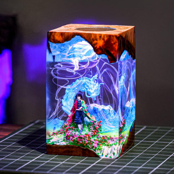 Water Dragon Swordsman Resin Lamp