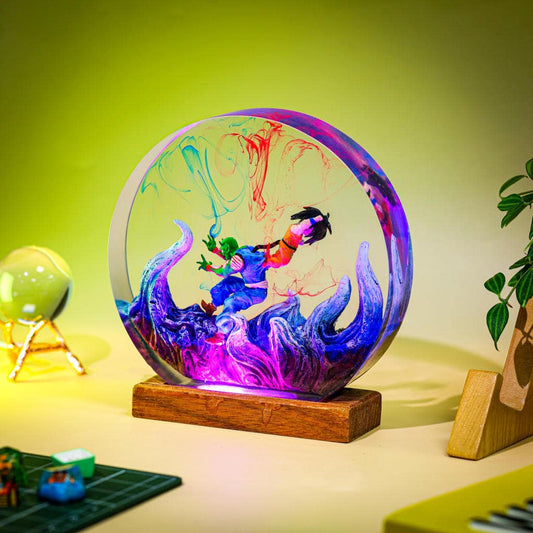 Green Mentor &amp; Warrior Child Resin Lamp - Image 2