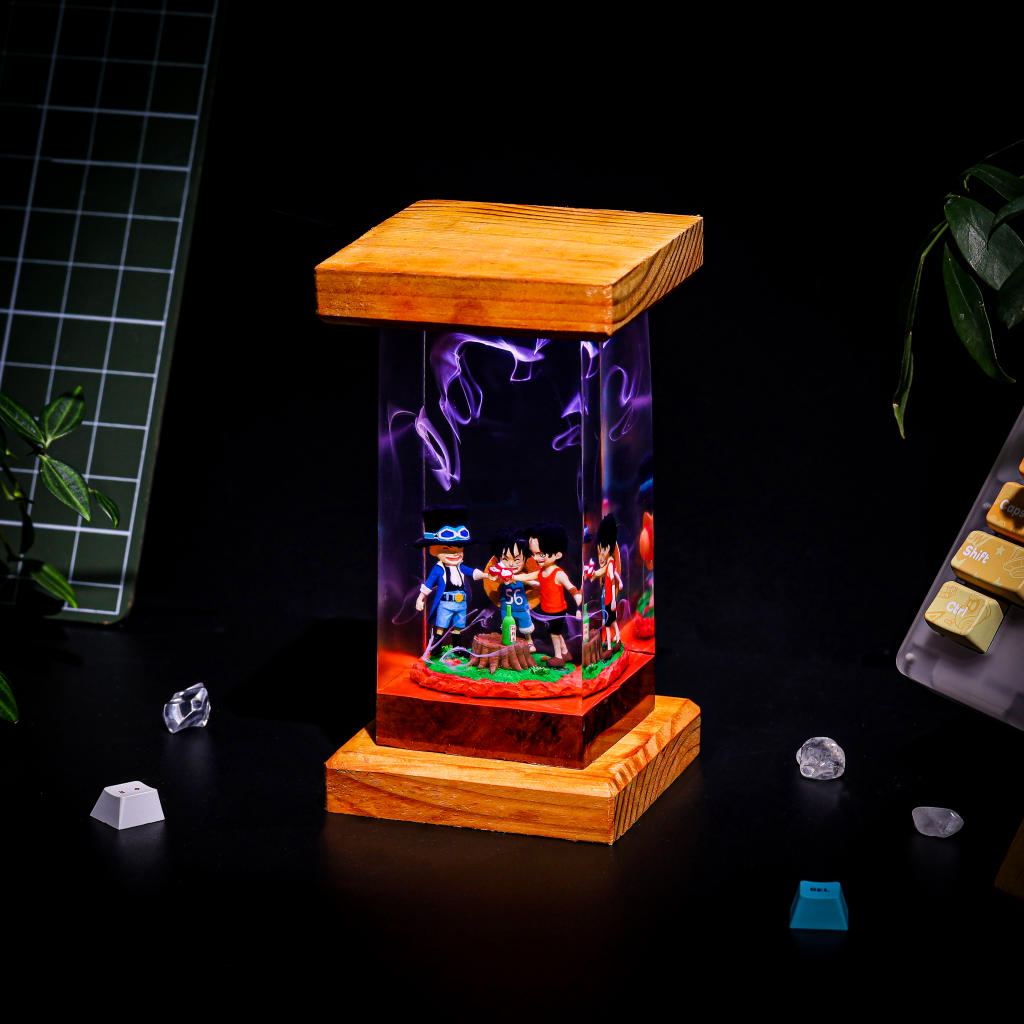One Piece Luffy, Sabo and Ace Epoxy Lamp - Image 2