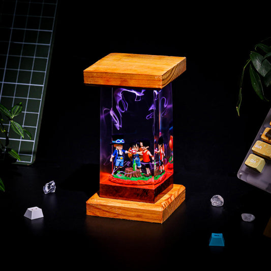 One Piece Luffy, Sabo and Ace Epoxy Lamp - Image 2