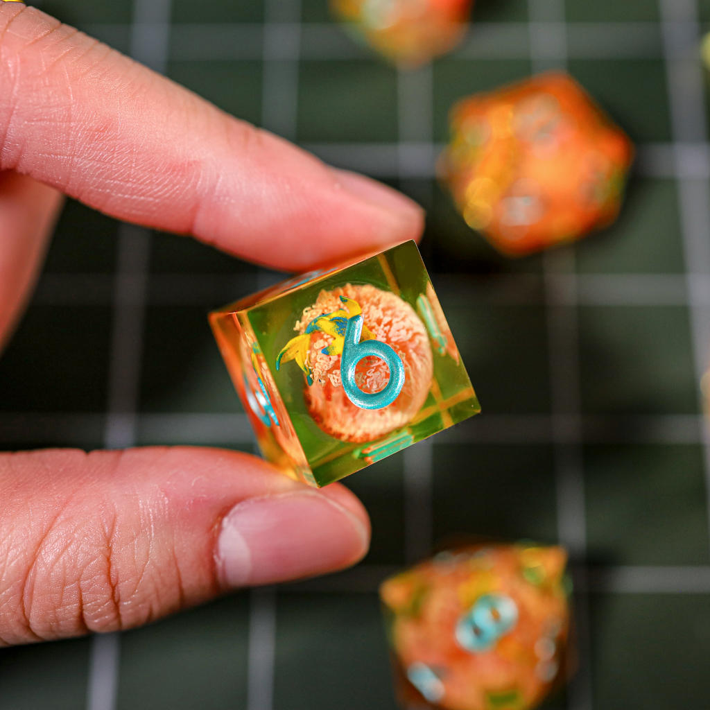 Orange Koi Resin DnD Dice - Image 7