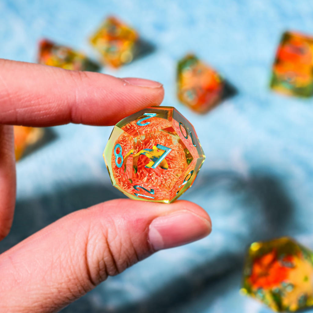 Orange Koi Resin DnD Dice - Image 5