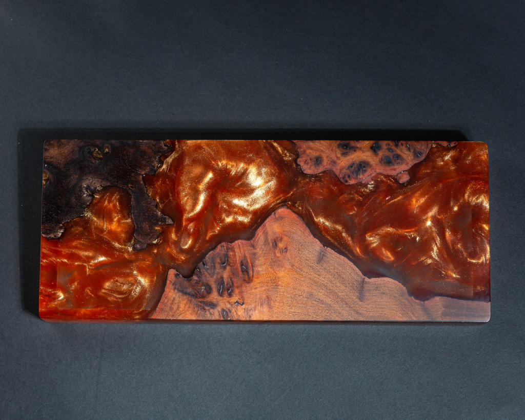 Orange Resin and Wood Keyboard Case - Image 3