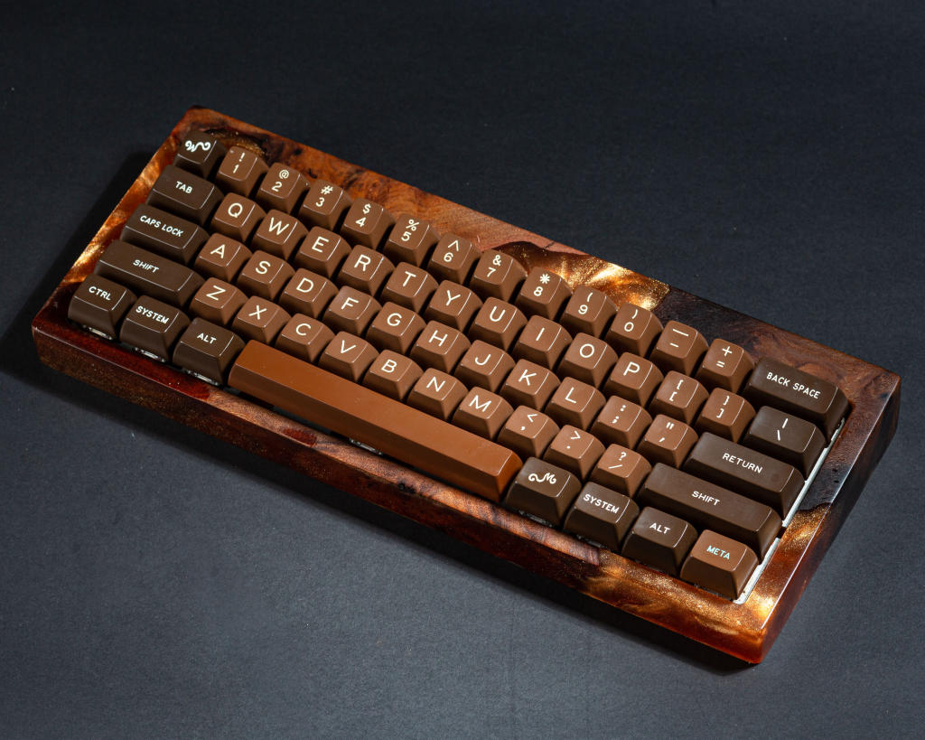 Orange Resin and Wood Keyboard Case - Image 4