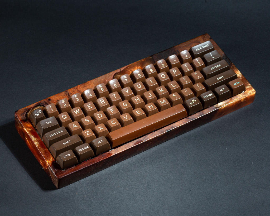 Orange Resin and Wood Keyboard Case - Image 5
