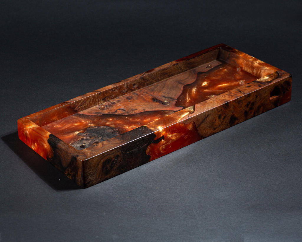 Orange Resin and Wood Keyboard Case - Image 6