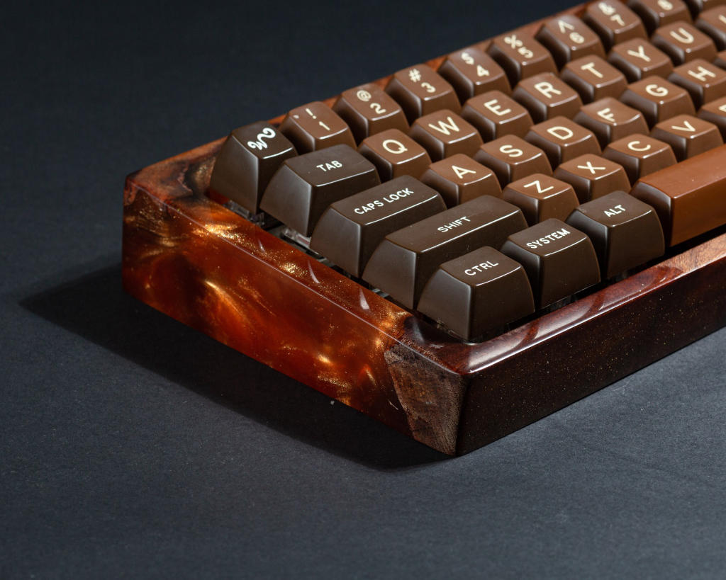 Orange Resin and Wood Keyboard Case - Image 10
