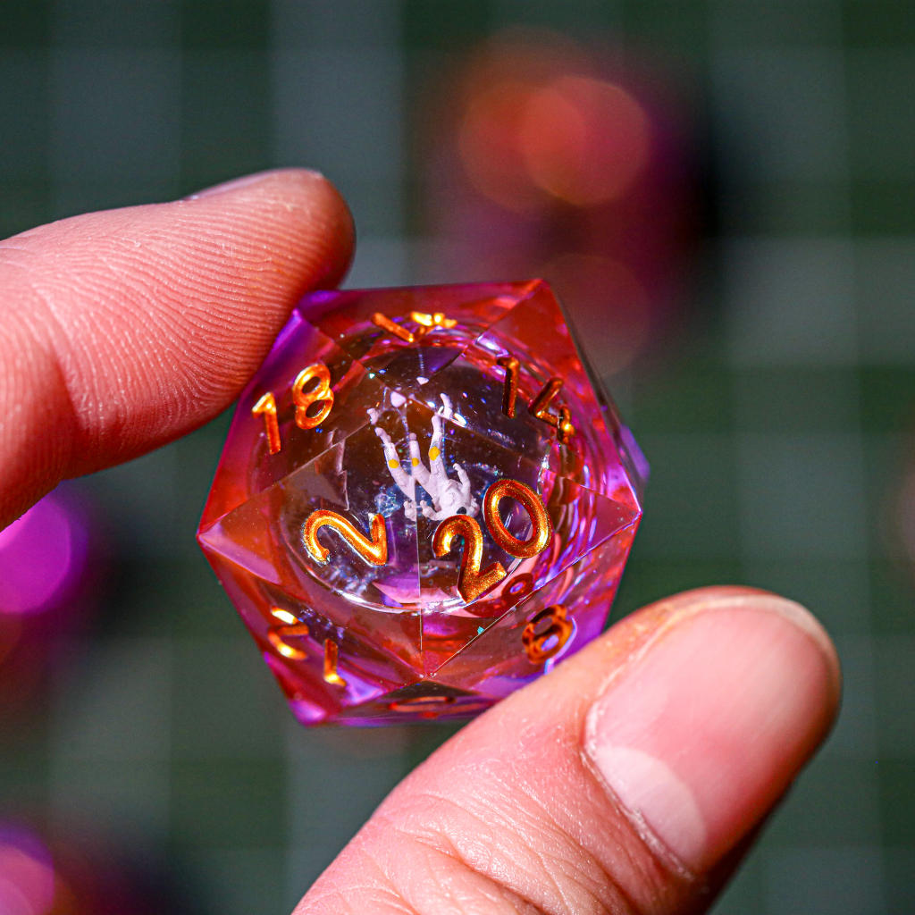 Pink Astronaut Resin DnD Dice - Image 11