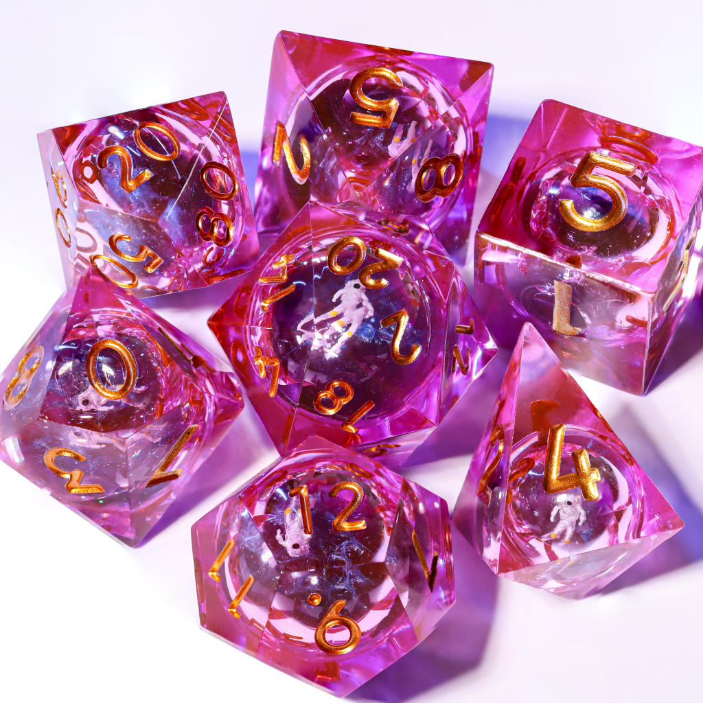 Pink Astronaut Resin DnD Dice - Image 12