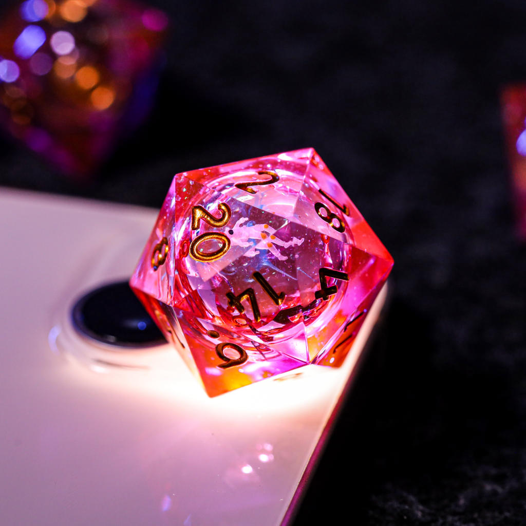 Pink Astronaut Resin DnD Dice - Image 5
