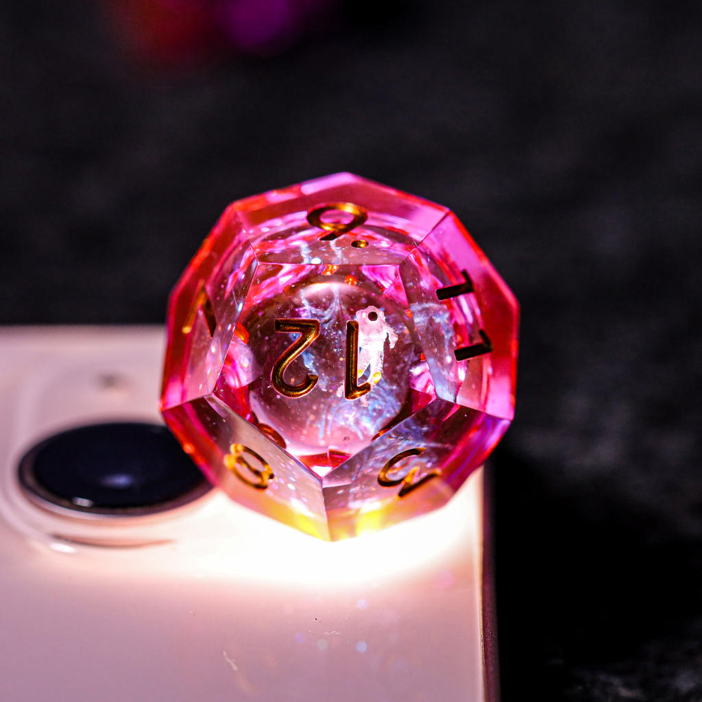 Pink Astronaut Resin DnD Dice - Image 7
