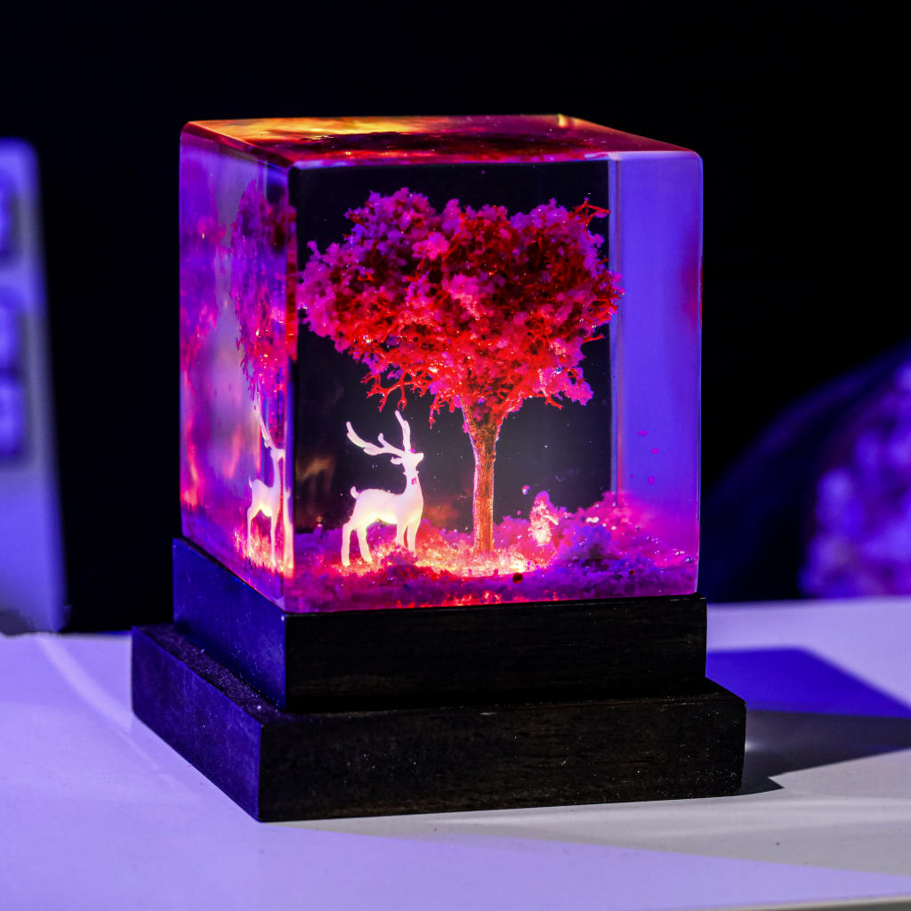 Pink Cherry Blossom Tree Resin Night Light - Image 3