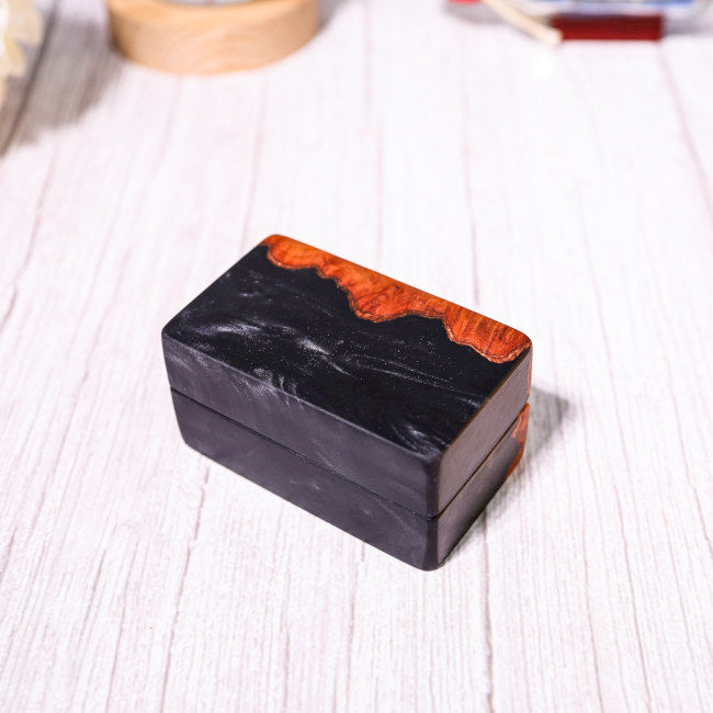 Custom Black Rectangular Resin Double Ring Box - Image 4