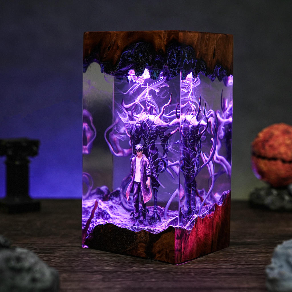 Dark Fantasy Warrior &amp; Shadow Creature Resin lamp - Image 7