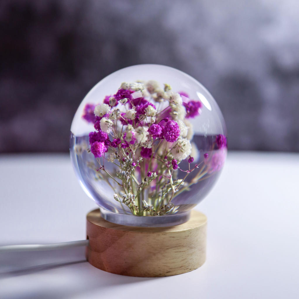 Baby's Breath Flower in Glass Night Lamp - Image 3