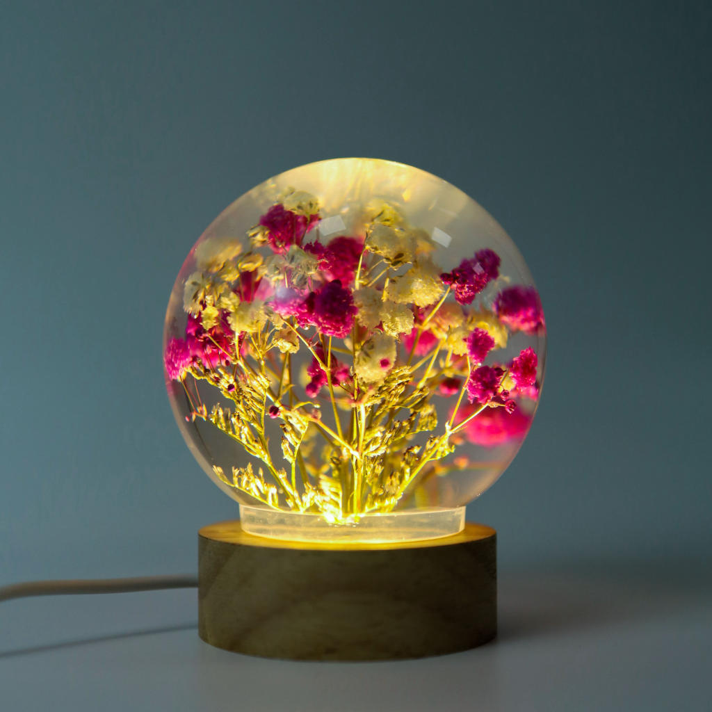 Baby's Breath Flower in Glass Night Lamp - Image 2
