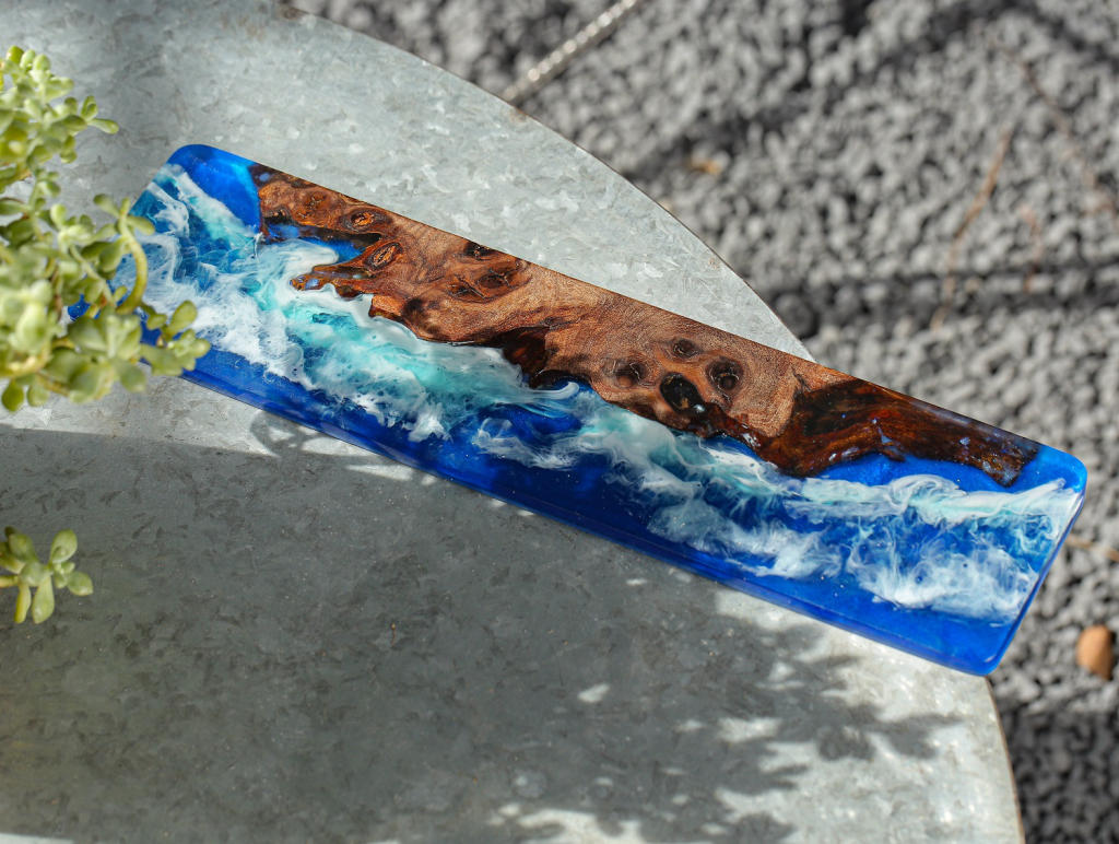 Blue Resin and Wood Keyboard Case - Image 3