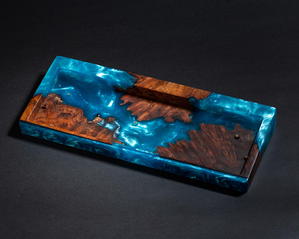 Blue Resin and Wood Keyboard Case - Image 4