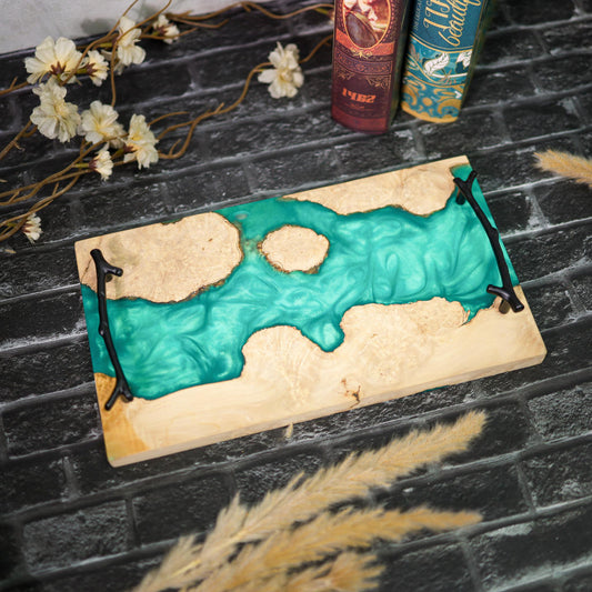 Blue Walnut Epoxy Resin Cheese Tray - Image 2