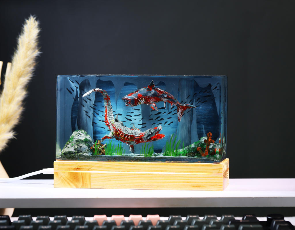 Diorama Zombie Crocodile and Shark Night Light - Image 2