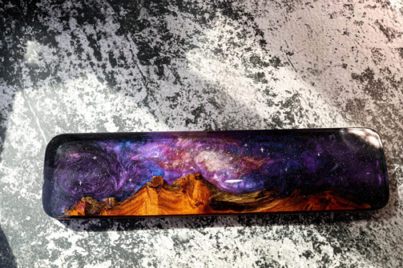 Galaxy resin and wood wrist rest - Image 4