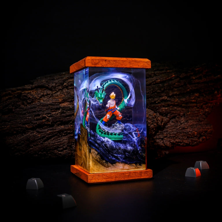 Super Warrior &amp; Dragon Resin Lamp - Image 2