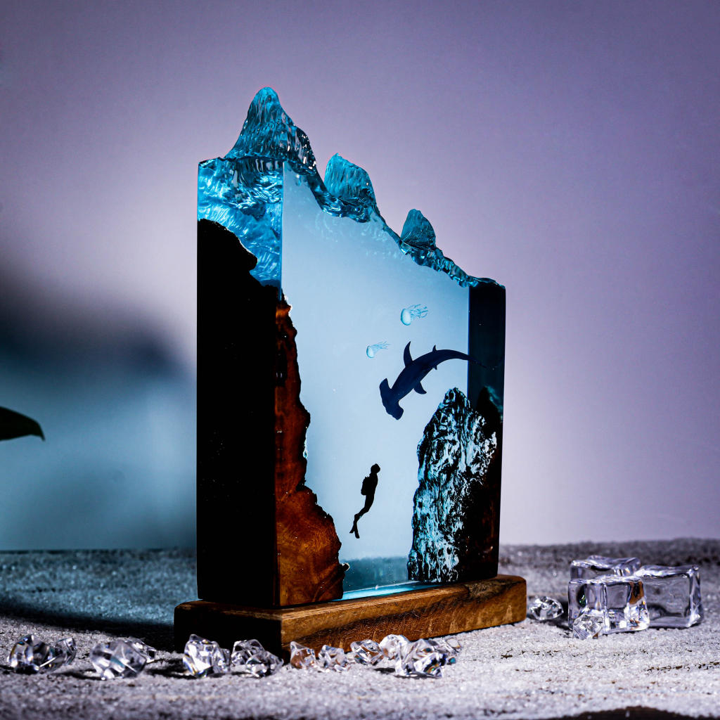 Hammerhead shark and diver Night Light - Image 3
