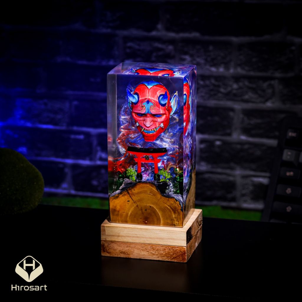 Japanese Demon Mask Resin Lamp Ver 3 - Image 5