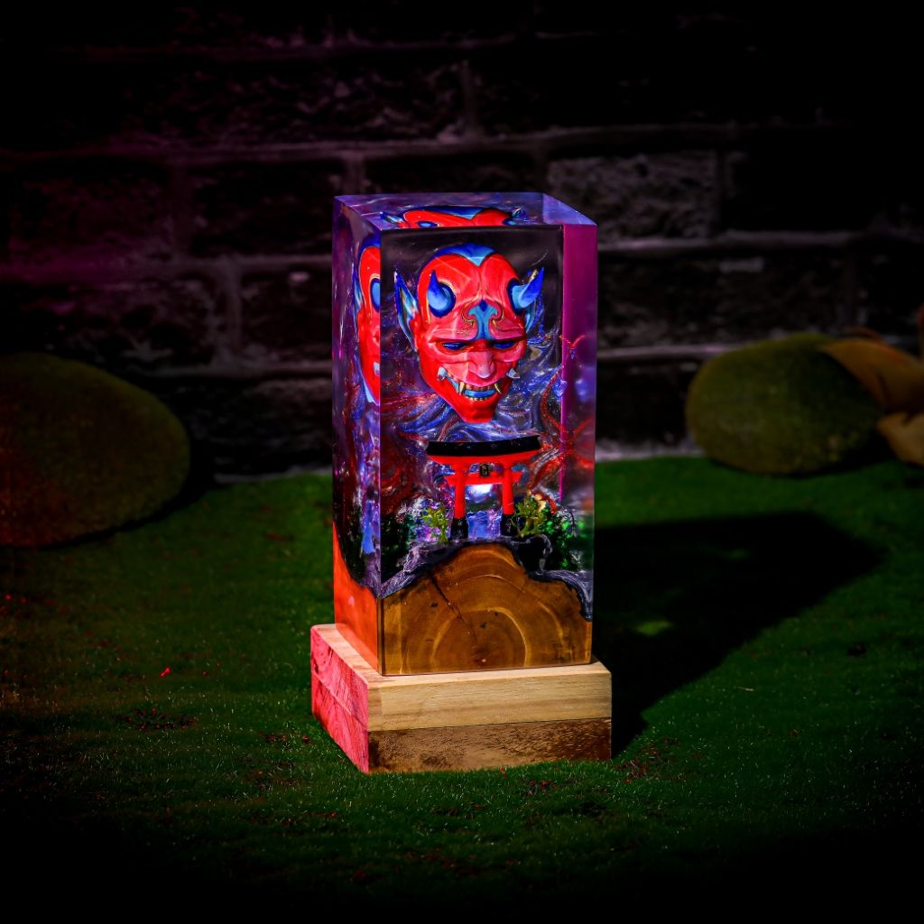 Japanese Demon Mask Resin Lamp Ver 3 - Image 2