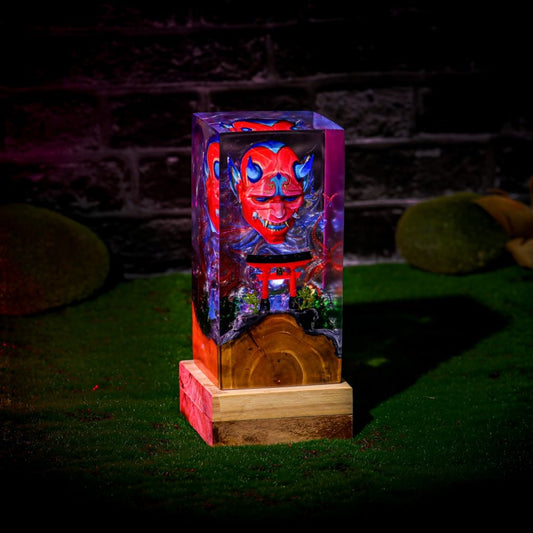 Japanese Demon Mask Resin Lamp Ver 3 - Image 2